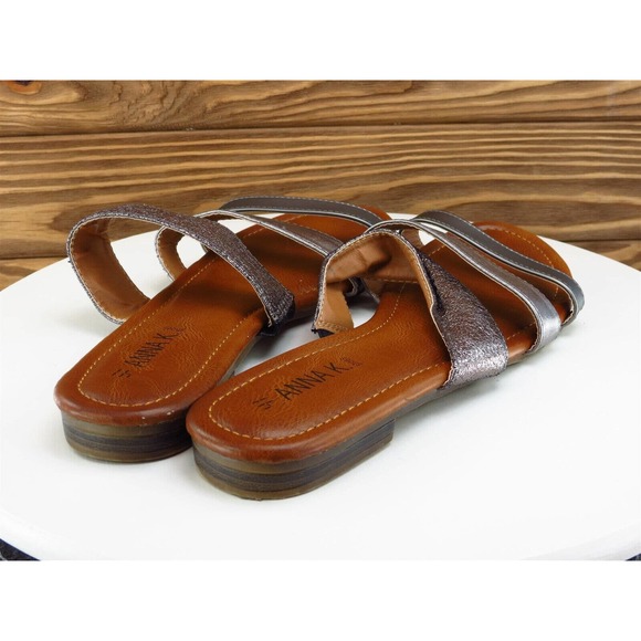 Anna K. Size 41 M Women Sandal Slide Silver‎ Synthetic - Picture 6 of 10